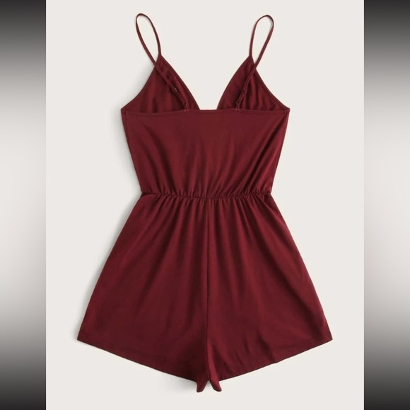 SHEIN Romper with Straps- Burgundy Red - Picture 3 of 7